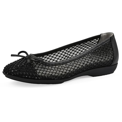 CLIFFS BY WHITE MOUNTAIN Carlicia Damen Ballerinas mit gepolstertem Netzstoff, Schwarz / Stoff, 6 Wide von CLIFFS BY WHITE MOUNTAIN