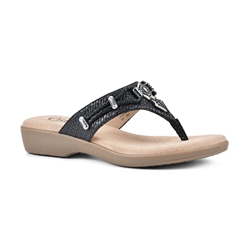 CLIFFS BY WHITE MOUNTAIN Damen Bailee Flache Sandale, Schwarz/gewebt, 38 EU von CLIFFS BY WHITE MOUNTAIN