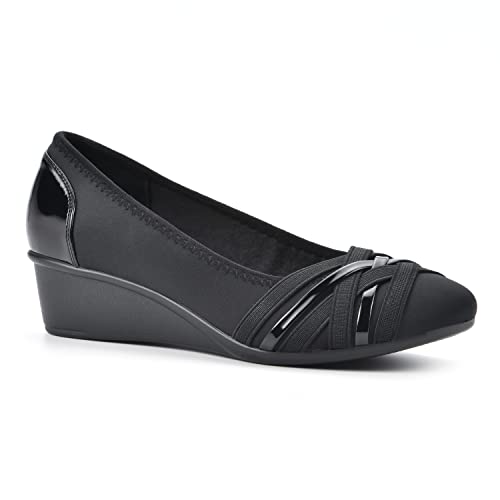 CLIFFS BY WHITE MOUNTAIN Damen Bowie Wedge, Schwarz/Nylon, 41 EU von CLIFFS BY WHITE MOUNTAIN
