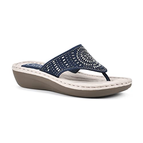 CLIFFS BY WHITE MOUNTAIN Damen Cienna Flipflop, Marineblauer Stoff, 41 EU von CLIFFS BY WHITE MOUNTAIN