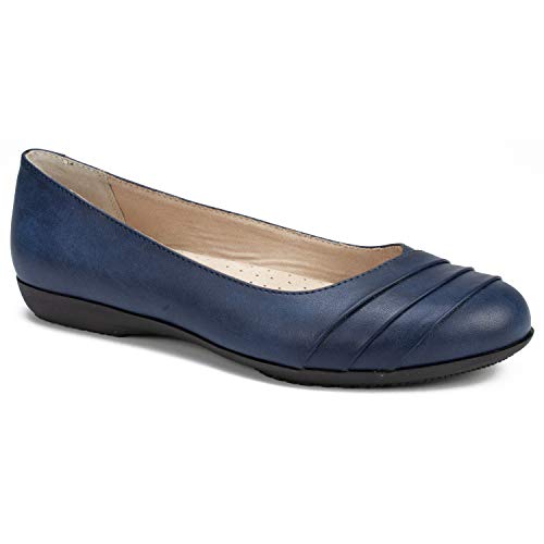 CLIFFS BY WHITE MOUNTAIN Damen Clara Ballerinas, Marineblau, breit, 37.5 EU von CLIFFS BY WHITE MOUNTAIN