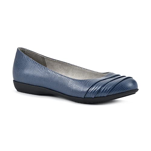 CLIFFS BY WHITE MOUNTAIN Damen Clara Ballerinas, Navy Lizard Es-Print, 38.5 EU von CLIFFS BY WHITE MOUNTAIN