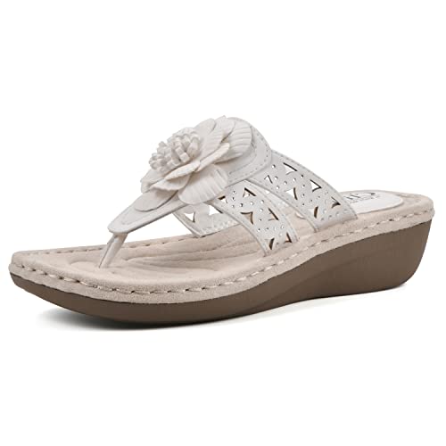 CLIFFS BY WHITE MOUNTAIN Damen Cynthia Wedge Sandale, Weiß/glatt, 38.5 EU von CLIFFS BY WHITE MOUNTAIN