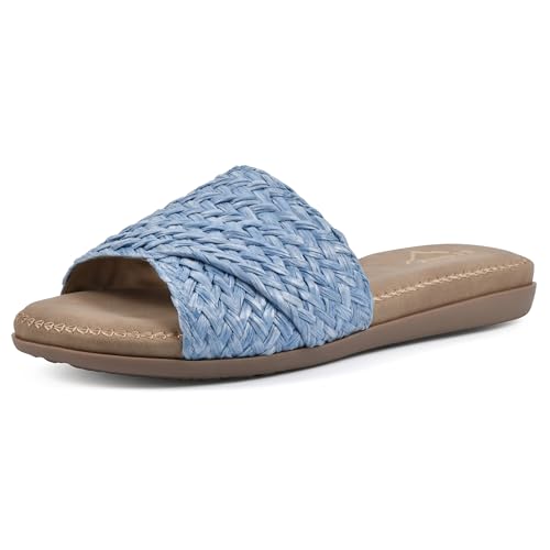 CLIFFS BY WHITE MOUNTAIN Damen Makellos Schiebe-Sandalen, Blau/Bast, 40 EU von CLIFFS BY WHITE MOUNTAIN