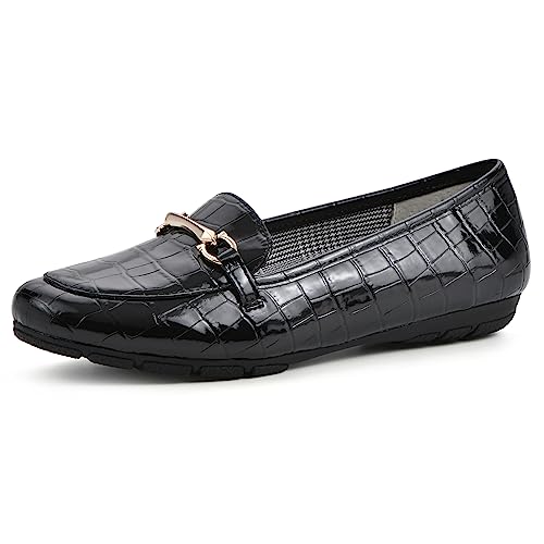 CLIFFS BY WHITE MOUNTAIN Damen Schuhe Leuchtende Loafer Flach, Schwarz/EG-Patent, 38 EU von CLIFFS BY WHITE MOUNTAIN