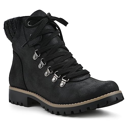CLIFFS BY WHITE MOUNTAIN Damenschuhe Primed Lugged Lace-Up Ankle Bootie, Schwarz / Stoff, 43 EU von CLIFFS BY WHITE MOUNTAIN