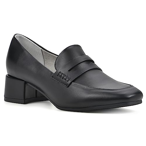 CLIFFS BY WHITE MOUNTAIN Damenschuhe Quiana Loafer mit Blockabsatz, Schwarz/Glatt, 43 EU von CLIFFS BY WHITE MOUNTAIN
