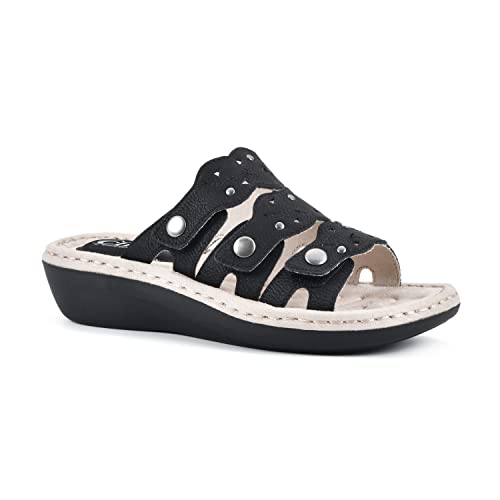 Cliffs by White Mountain Caring Damen Slide Sandale, Schwarz/Glatt, 39 EU von CLIFFS BY WHITE MOUNTAIN