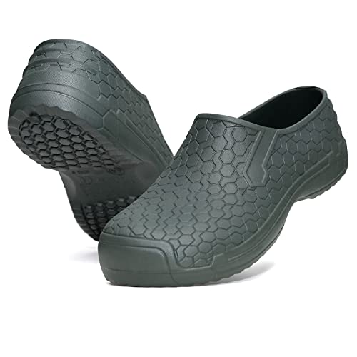 CLIMBR Federleichte Eva Gartenschuhe Damen und Herren Gartenclogs Clogs wasserdichte Latschen Gummischuhe Hausschuhe (Grün, 43) von CLIMBR