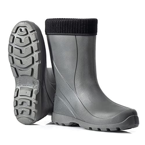 CLIMBR Leichte Gefütterte Gummistiefel Thermo Damen EVA warme Winter Stiefel Gr 36-42 mit Futter (Graphite, 38) von CLIMBR