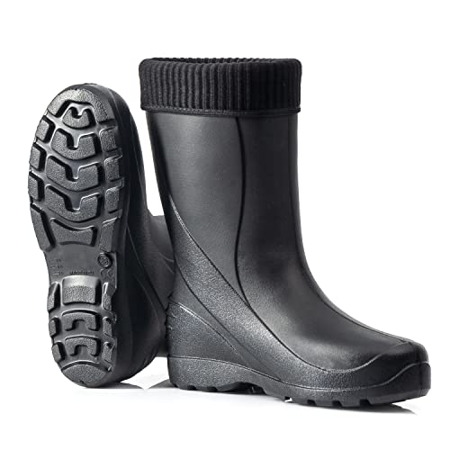 CLIMBR Leichte Gefütterte Gummistiefel Thermo Damen EVA warme Winter Stiefel Gr 36-42 mit Futter (Schwarz, 36) von CLIMBR