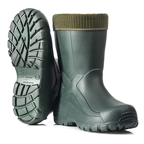 CLIMBR Superleichte Gefütterte Gummistiefel Thermo Anglerstiefel Herren Damen Eva warme Winter Stiefel 40-47 Arbeitsstiefel mit Futter Anglerstiefel (Olivgrün, 42) von CLIMBR