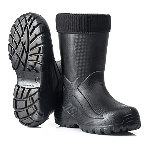 CLIMBR Superleichte Gefütterte Gummistiefel Thermo Anglerstiefel Herren Damen Eva warme Winter Stiefel 40-47 Arbeitsstiefel mit Futter Anglerstiefel (Schwarz, 45) von CLIMBR