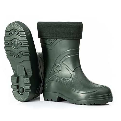 Ultraleichte gefütterte Gummistiefel Herren EVA Thermo 40-49 warme Kurzschaft Winter Arbeitsstiefel mit Futter (Olivgrün, 40) von CLIMBR