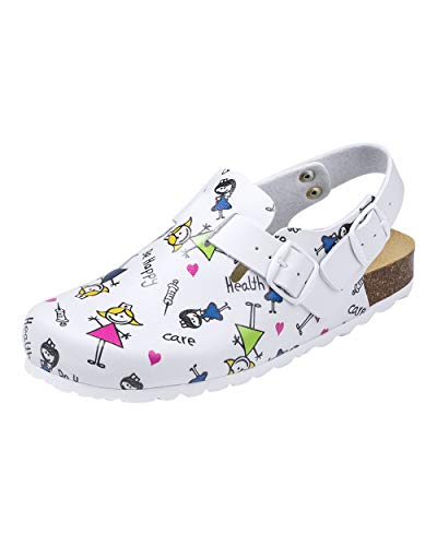 CLINIC DRESS Clog - Clogs Damen bunt weiß Motiv. Schuhe für Krankenschwestern, Ärzte oder Pflegekräfte bunt, Health Care, 39 von CLINIC DRESS