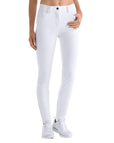 CLINIC DRESS Hose - Damen Stretch Hose 5-Pocket mit Teilgummibund, hoher Bund, Schrittlänge ca. 78 cm, eng anliegend, sehr figurbetont weiß 44 von CLINIC DRESS