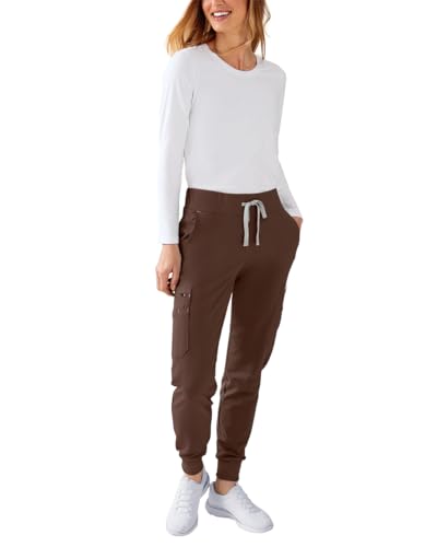 CLINIC DRESS Hose I kaere I Damen-Schlupfhose Pflegehose Arbeitsbekleidung I Bündchen Stretch Bunt I Industriewäsche geeignet | bis 75 Grad waschbar | Coffee L von CLINIC DRESS