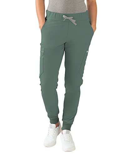 CLINIC DRESS Hose I kaere I Damen-Schlupfhose Pflegehose Arbeitsbekleidung I Bündchen Stretch Bunt I Industriewäsche geeignet | bis 75 Grad waschbar | dunkelgrün M von CLINIC DRESS