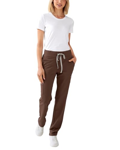 CLINIC DRESS Hose I kaere I Damen-Schlupfhose Pflegehose Arbeitsbekleidung I Gerades Bein Stretch I Industriewäsche geeignet | bis 75 Grad waschbar | Coffee L von CLINIC DRESS