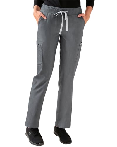 CLINIC DRESS Hose I kaere I Damen-Schlupfhose Pflegehose Arbeitsbekleidung I Gerades Bein Stretch I Industriewäsche geeignet | bis 75 Grad waschbar | grau Melange M von CLINIC DRESS