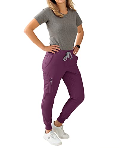 CLINIC DRESS Hose I kaere I Damen-Schlupfhose Pflegehose Arbeitskleidung I Bündchen Stretch Kurzgröße I Industriewäsche geeignet | bis 75 Grad waschbar | Pflaume L von CLINIC DRESS