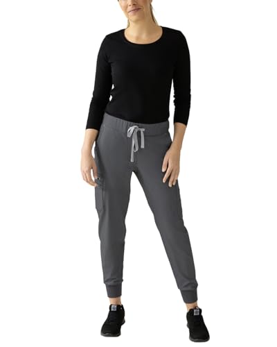 CLINIC DRESS Hose I kaere I Damen-Schlupfhose Pflegehose Arbeitskleidung I Bündchen Stretch Kurzgröße I Industriewäsche geeignet | bis 75 Grad waschbar | grau Melange XL von CLINIC DRESS