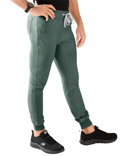 CLINIC DRESS Hose I kaere I Herren-Schlupfhose | Pflegehose Arbeitsbekleidung I Bündchen Stretch I Industriewäsche geeignet | bis 75 Grad waschbar | dunkelgrün M von CLINIC DRESS