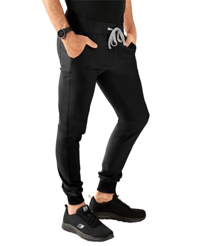 CLINIC DRESS Hose I kaere I Herren-Schlupfhose | Pflegehose Arbeitsbekleidung I Bündchen Stretch I Industriewäsche geeignet | bis 75 Grad waschbar | schwarz S von CLINIC DRESS