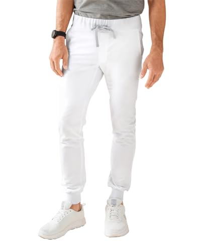 CLINIC DRESS Hose I kaere I Herren-Schlupfhose | Pflegehose Arbeitsbekleidung I Bündchen Stretch I Industriewäsche geeignet | bis 75 Grad waschbar | weiß L von CLINIC DRESS