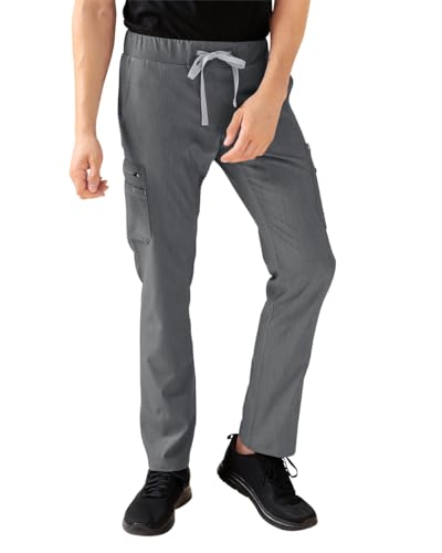 CLINIC DRESS Hose I kaere I Herren-Schlupfhose Pflegehose Arbeitskleidung I Gerades Bein Stretch I Industriewäsche geeignet | bis 75 Grad waschbar | grau Melange M von CLINIC DRESS