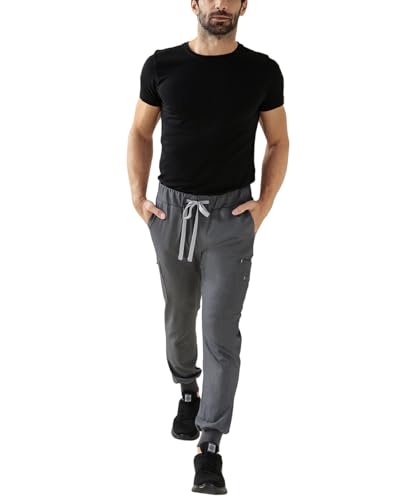 CLINIC DRESS Hose I kaere I Herren-Schlupfhose Pflegehose I Bündchen Stretch Bunt Kurzgröße I Industriewäsche geeignet | bis 75 Grad waschbar | grau Melange M von CLINIC DRESS