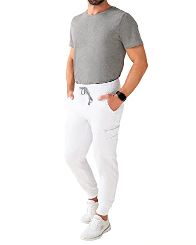 CLINIC DRESS Hose I kaere I Herren-Schlupfhose Pflegehose I Bündchen Stretch Bunt Kurzgröße I Industriewäsche geeignet | bis 75 Grad waschbar | weiß L von CLINIC DRESS