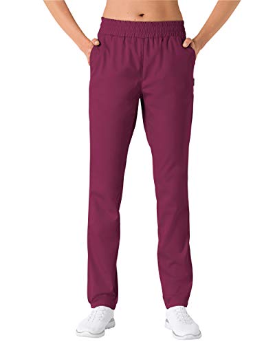 CLINIC DRESS Hose für Damen und Herren, lässige Beinweite, Rundumgummibund mit Kordeldurchzug, 2 Seitentaschen, Schrittlänge ca. 82 cm. 50% Baumwolle, 95 Grad Wäsche Berry XS von CLINIC DRESS