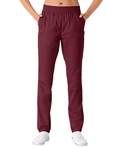 CLINIC DRESS Hose für Damen und Herren, lässige Beinweite, Rundumgummibund mit Kordeldurchzug, 2 Seitentaschen, Schrittlänge ca. 82 cm. 50% Baumwolle, 95 Grad Wäsche Bordeaux S von CLINIC DRESS