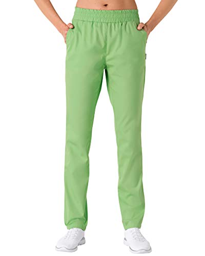 CLINIC DRESS Hose für Damen und Herren, lässige Beinweite, Rundumgummibund mit Kordeldurchzug, 2 Seitentaschen, Schrittlänge ca. 82 cm. 50% Baumwolle, 95 Grad Wäsche apfelgrün L von CLINIC DRESS