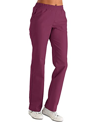 CLINIC DRESS Hose für Damen, lässige Beinweite, Rundumgummibund und zusätzliche Kordel im Bund innen, 2 Seitentaschen, 50% Baumwolle, 95 Grad Wäsche Berry XS von CLINIC DRESS