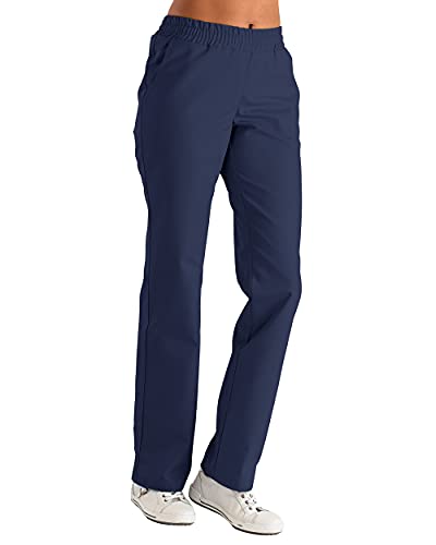 CLINIC DRESS Hose für Damen, lässige Beinweite, Rundumgummibund und zusätzliche Kordel im Bund innen, 2 Seitentaschen, 50% Baumwolle, 95 Grad Wäsche Navy 5XL von CLINIC DRESS