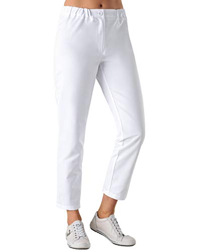 CLINIC DRESS Hose für Damen 7/8 Länge lässige Beinweite Schrittlänge ca. 70 cm 2 Gesäßtaschen Relaxed fit 95 Grad Wäsche weiß 48 von CLINIC DRESS