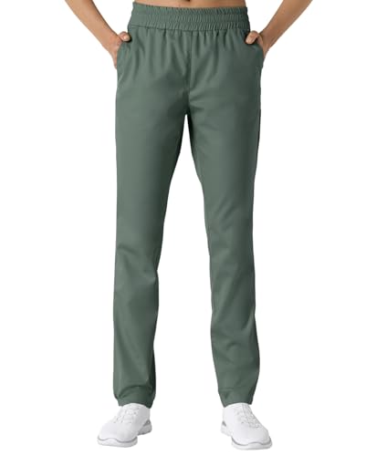 CLINIC DRESS Hose für Damen und Herren, lässige Beinweite, Rundumgummibund mit Kordeldurchzug, 2 Seitentaschen, Schrittlänge ca. 82 cm. 50% Baumwolle, 95 Grad Wäsche dunkelgrün L von CLINIC DRESS