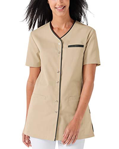 CLINIC DRESS Kasack Damen-Kasack 1/2 Arm V-Ausschnitt mit Brusttasche und 2 Seitentaschen 60 Grad waschbar Bisquit/anthrazit 40 von CLINIC DRESS