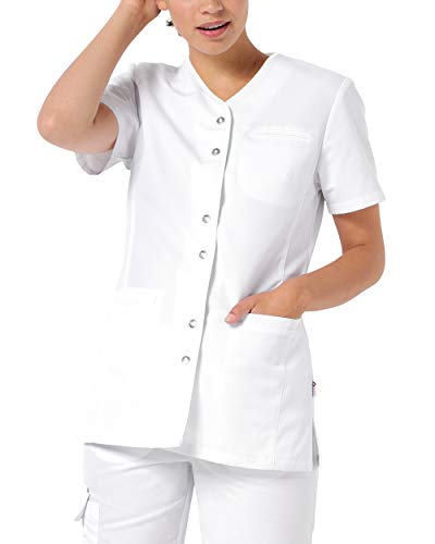 CLINIC DRESS Kasack Damen-Kasack 1/2 Arm V-Ausschnitt mit Brusttasche und 2 Seitentaschen 60 Grad waschbar weiß 36 von CLINIC DRESS