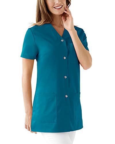 CLINIC DRESS Kasack Damen V-Ausschnitt Seitenschlitze 60° Petrol 46 von CLINIC DRESS