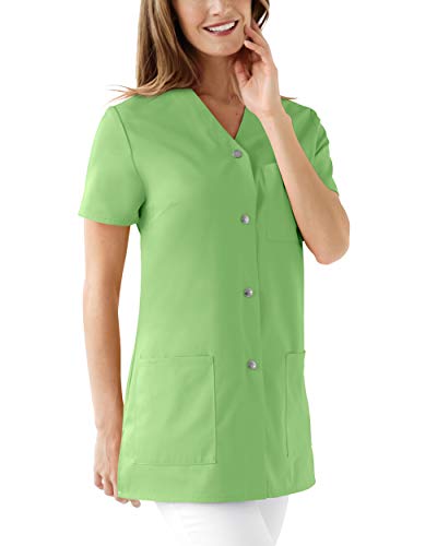 CLINIC DRESS Kasack Damen | V-Ausschnitt | Seitenschlitze | Länge ca 95 cm | 95 Grad apfelgrün, 46 von CLINIC DRESS