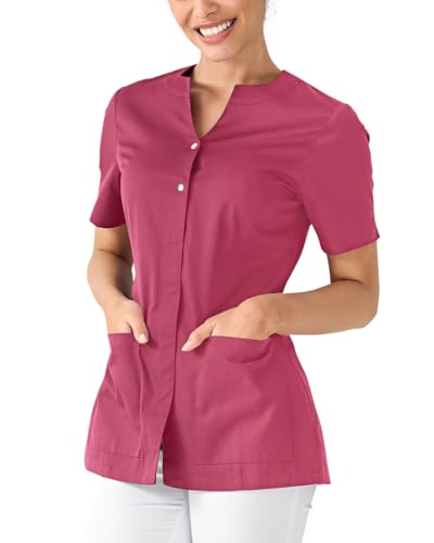 CLINIC DRESS Kasack für Damen | leicht tailliert | Wickeloptik | Fledermausärmel mit Schlitz | 2 Seitentaschen | 65% Polyester/35% Baumwolle | 95 Grad waschbar Rosenholz, 48 von CLINIC DRESS