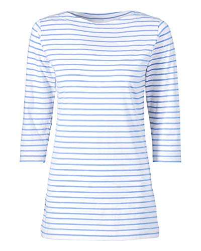 CLINIC DRESS Longshirt Damen - Ringelshirt 3/4 Arm Stretch mit 95% Baumwolle, für Krankenschwestern, Ärztinnen und Pflegepersonal blau/weiß L von CLINIC DRESS