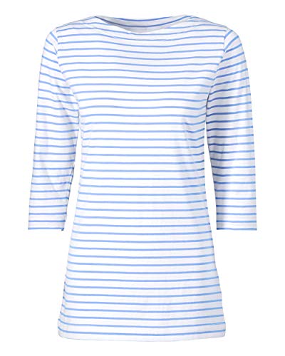 CLINIC DRESS Longshirt Damen - Ringelshirt 3/4 Arm Stretch mit 95% Baumwolle, für Krankenschwestern, Ärztinnen und Pflegepersonal blau/weiß M von CLINIC DRESS