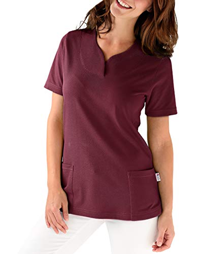 CLINIC DRESS Longshirt - Damen Shirt leicht tailliert 1/2 Arm hinten länger Saum abgerundet 60° Wäsche Bordeaux 38/40 von CLINIC DRESS