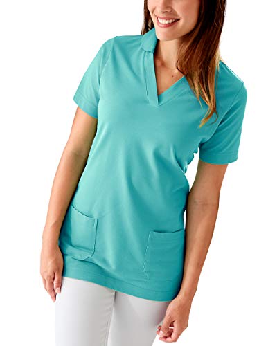CLINIC DRESS Longshirt Damen Shirt mit 60% Baumwolle Aqua Green 38/40 von CLINIC DRESS