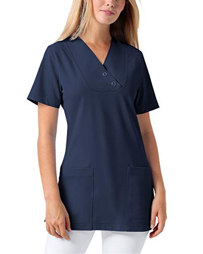 CLINIC DRESS Longshirt Damen V-Ausschnitt 60% Baumwolle Navy L von CLINIC DRESS