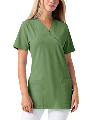 CLINIC DRESS Longshirt Damen V-Ausschnitt 60% Baumwolle wiesengrün L von CLINIC DRESS